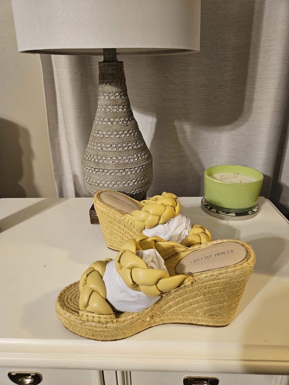 Kenneth Cole Braided Yellow Wedge Sandals